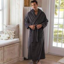 Mens Robe With Hood, Plush Fleece Hooded Mens Bathrobe, Big And Tall Bath Robe For Menhalloween - Graphite Gray - View 8