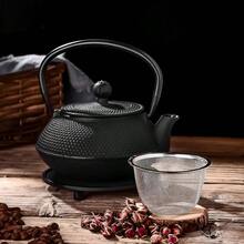 Velaze Cast Iron Teapot SetJapanese Teapot Heat Preservation With Trivet Stainless Steel Infuser And 2 Cups Durable Cast Iron With A Fully Enameled Interior Beautiful Hammered Design 700ML 23oz - màu đen - Xem 5