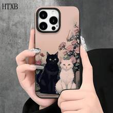 Funda protectora para phone con diseño de flores blancas y negras, con orificios grandes, compatible con phone 16 Pro Max, 16, 15 Pro, 14, 14 Plus/14 Pro Max, 13, 13 Pro, 12 Pro, 11/11 Pro. Ideal para regalar en cumpleaños y otras ocasiones especiales. - Blanco - Ver 5