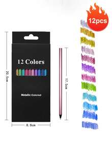 12/24 Stücke Metallisch schwarze Holzfarbstifte, kreative Kritzelei Stifte zum Malen, Graffiti und DIY handgefertigte künstlerische Minen
