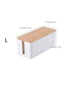 1 pieza Caja organizadora de cables de escritorio de bambú y plástico, caja de gestión de cables multifunción, soporte de cables impreso con UV, caja organizadora de cables de escritorio, organizador de protector de sobretensión