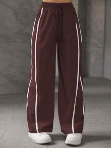 A&DD MODA, REF: ADD8823, Women's Elastic Pants, Casual, Wide, Breathable, Fine Silk, Icy, Light, Comfortable, Casual, Elegant, Modern, Stylish, Premium Quality, All Day Comfort, Perfect For Summer, Soft Touch, Freshness, Ideal For Heat. - 酒紅色 - 查看 3