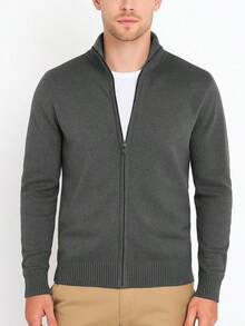 Homme Men's Simple LightweightStylish Casual Zip-Up Knit Sweater, Suitable For Autumn/Winter, Mock Neck Men, Men Knit Tops, Quarter Zip Sweater Men, Men S Sweater  Plain - Than - Xem 2