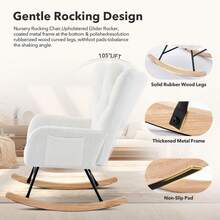 Rocking Chairs Rocking Chair Teddy Upholstered Glider Accent Chair With High Back For Bedroom Living Room, Beige/Brown - 米色 - 查看 4