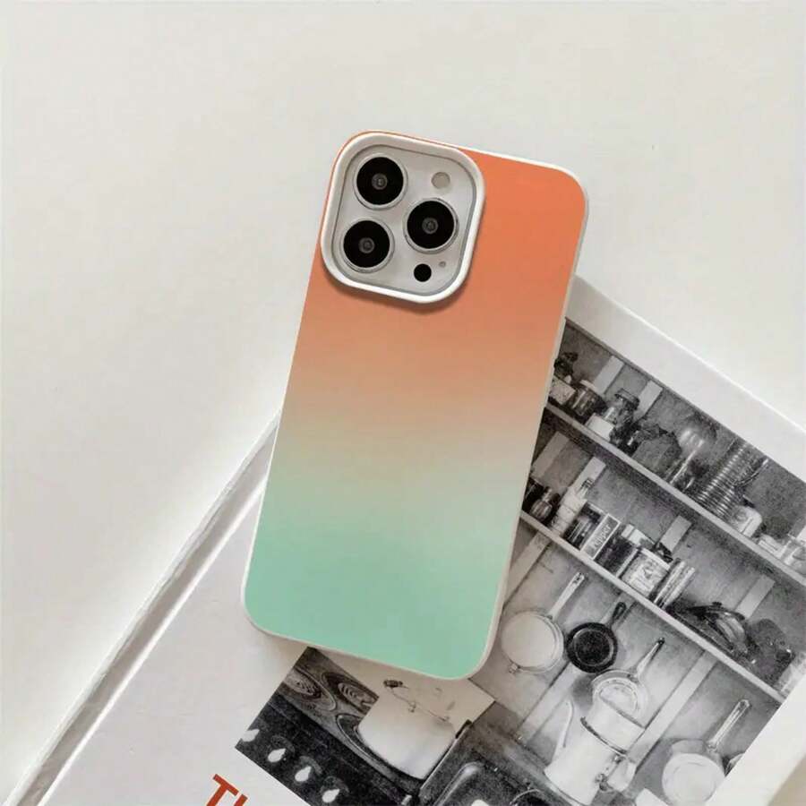 Funda protectora para phone con diseño de degradado naranja y verde y orificios grandes. Compatible con phone 16 Pro, 16, 15 Pro, 14, 14 Plus, 14 Pro, 13, 13 Pro, 12 Pro y 11/11 Pro. Regalos para cumpleaños y celebraciones. - Blanco - Ver 1