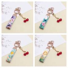 TTOBS 1pc Handmade Leopard Leather Car Key Chain With Cute Cherry Pendant - , Fashionable And Multifunctional Backpack Key Chain, The Perfect Accessory For Backpacks. The Perfect Gift For Valentine's Day, And An Excellent Gift For Your Beloved Girlfriend.