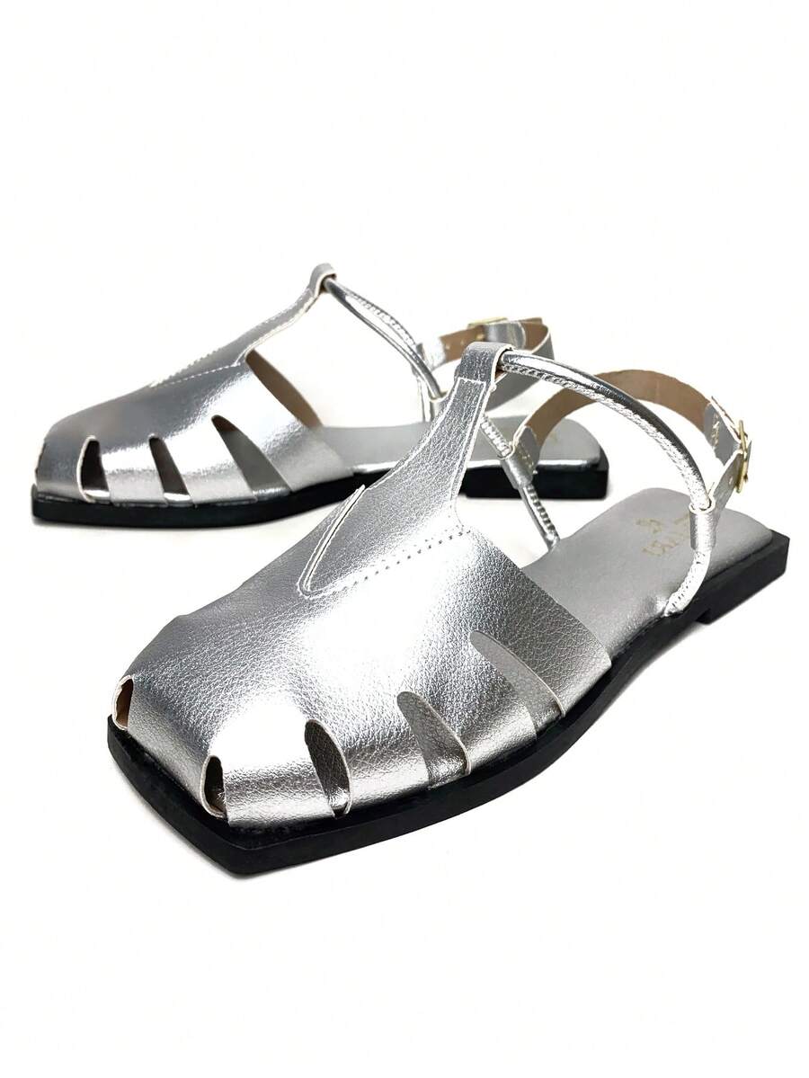 Women's Flat Sandals, Closed Toe, Comfortable, Fashionable, With Buckle Ref. 034/10 - 銀色 - 查看 1