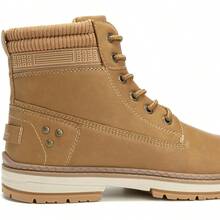 Athlefit Men's Hiking Boots Fashion Casual Chukka Work Boots Lace Up Low Heel Ankle Booties - 駝色 - 查看 3