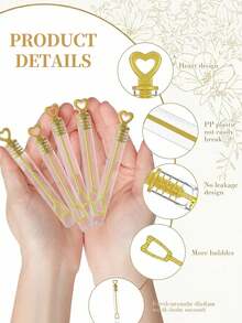 60/48/24/12支装迷你手动泡泡棒，手动泡泡吹气器，散装泡泡棒，白色和金色泡泡棒，婚礼，嘉年华奖品，派对礼品，感恩节，节日派对氛围营造，不含泡泡液（不含泡泡液） - 彩色 - 查看 4