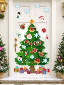 1 set Autocollant mural d'arbre de Noël, décoration murale d'arrière-plan avec arbre de Noël, Père Noël, bonhomme de neige, design de cerf, décoration de rénovation de chambre DIY pour Noël, autocollant pour salon, chambre à coucher, salle à manger et entrée, décoration de Joyeux Noël, décoration de Noël pour la maison - Multicolore - Voir 6