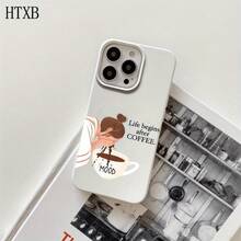 Funda protectora para phone con diseño de niña lavándose la cara con café, orificios grandes, compatible con phone 16 Pro Max, 16, 15 Pro, 14, 14 Plus/14 Pro Max, 13, 13 Pro, 12 Pro y 11/11 Pro. Regalos para cumpleaños y fiestas. - Negro - Ver 3