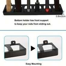 Multifunctional Fishing Rod Display Rack/Easy Install Fishing Rod Holder | Wall-Mounted Foam Anti-Slip Storage Rack | Suitable For Garage And Sports Equipment Storage - Black - View 6