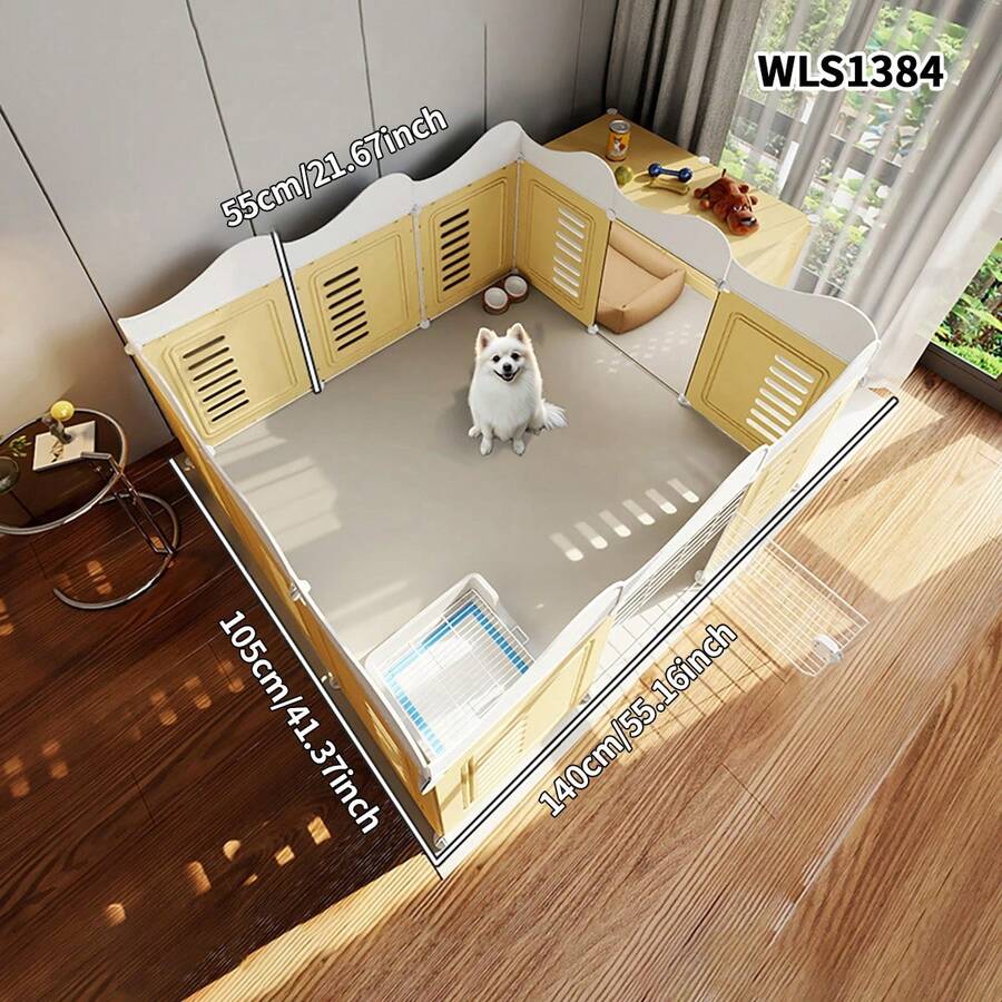 Pet Dog Fence, Home Use Dog House, Indoor Small Dog Breed Teddy Isolation Gate With Toilet Area, Dog Cage - Multicolor - View 1