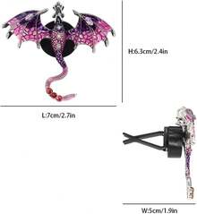 Purple Dragon Car Accessory,1pcs Bling Wyvern Car Air Freshener Vent Clip,Cute Girly Refillable Air Freshener Diffuser,Dazzing Rhinestone Dashboard Decoration For Women - 1 - 查看 4