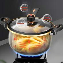 Senmeo Micro Pressure Cooke, Non-Stick Pot, 8L/8.45Qt Multi-Function Micro Pressure Cooking Pot For Open Fire, Induction Cooker, Electric Stove, Gas Stove (BLACK), Dinner For Thanksgiving, Halloween, Christmas, Family Gifts - Black - View 7