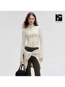 Lululemon Define Cropped Jacket Nulu-For Yoga Gym Running-Sweat-Wicking-Yoga-All Seasons Sport-Spring/Summer-Autumn/Winter-Prefect Thanks Giving Day & Chrismas Gift - Xương/Vàng - Xem 1