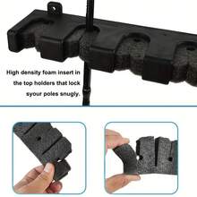 Multifunctional Fishing Rod Display Rack/Easy Install Fishing Rod Holder | Wall-Mounted Foam Anti-Slip Storage Rack | Suitable For Garage And Sports Equipment Storage - Black - View 5