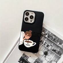 Funda protectora para phone con diseño de niña lavándose la cara con café, orificios grandes, compatible con phone 16 Pro Max, 16, 15 Pro, 14, 14 Plus/14 Pro Max, 13, 13 Pro, 12 Pro y 11/11 Pro. Regalos para cumpleaños y fiestas. - Negro - Ver 1