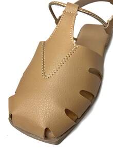 Women's Flat Sandals, Closed Toe, Comfortable, Fashionable, With Buckle Ref. 034/10 - Krem - View 3