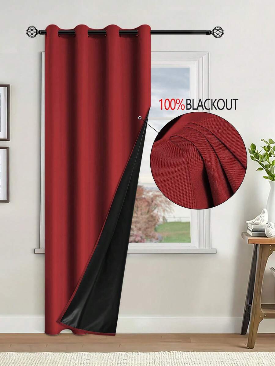 1pc Blackout Curtain Panel With Thermal Insulated Lining, Suitable For Living Room, Bedroom, Kitchen, Bathroom, Home Decor, Room Decor