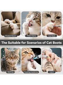 4pcs Cat Claw Covers, Breathable Cat Shoes, Adjustable Cat Anti-Scratch Gloves, Suitable For Bathing And Nail Trimming