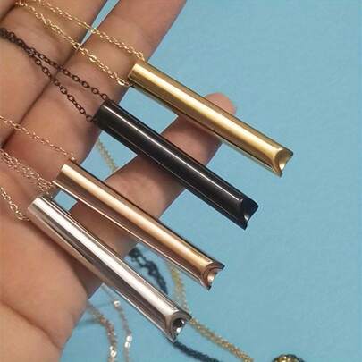 1pc Stainless Steel Calming Necklace, Anxiety Relief Breathing Pendant, Suitable For Office Workers, Students, Meditation, High-Pressure Groups, Stress Relief Tool, Yoga Relaxation, Unisex Gift