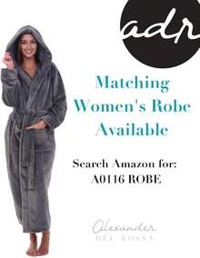 Mens Robe With Hood, Plush Fleece Hooded Mens Bathrobe, Big And Tall Bath Robe For Menhalloween - Blue Plaid - View 3