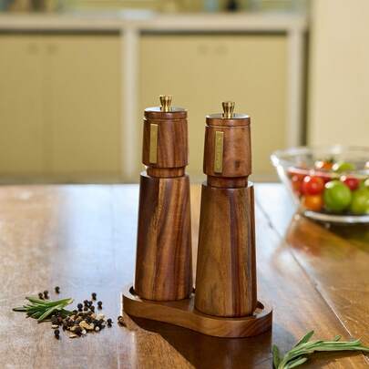 Cirelle 1pc/2pcs/3pcs Manual Pepper Grinder Set, Home Use Wooden Pepper Mill, For Restaurant Black Pepper, Sea Salt Grinder