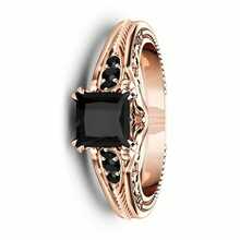 Retro Gothic Elegant Rose Gold Plated Fashion Personality Ring, Embellished With Black Zirconia, Engraved Floral Creative Design, Daily Versatile, Anniversary Celebration Luxury Jewelry - Perfect Choice For Gift Giving - Hoa hồng vàng - Xem 5