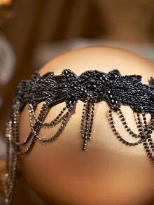 BABEYOND 1920s Flapper Headpiece Roaring 20s Headband Great Gatsby Headband Chain For Women Vintage Hair Accessory - 黑色 - 查看 3