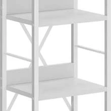 BALCONERA 6-Tier Industrial Tall Shelving Unit – Floor-Standing Wooden Shelving Unit With Metal Frame & 4 Hooks, Pure White | Storage Unit For Living Room & Home Office - 白色 - 查看 10