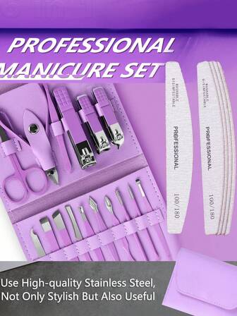 Manikyrset Professionell nagelklippare Pedikyrkit, 17 delar rostfria nagelvårdsverktyg Grooming Kit med lyxigt resefodral i läder för tjocka naglar Män Kvinnor Present Professionellt nageltrimningsset med bärbart resefodral - Nageltrimningsset med nagelklippare, stratum corneum-sax och nagelklippare - Fottrimningsverktyg för hemmet och resor - Parfymfri icke-elektrisk viktig trimningsset