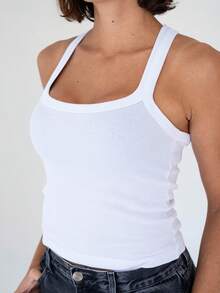 Kit Of 3 Women's Ribbed Cotton And Elastane Tank Tops - 棕色 - 綠色 - 白色 - 查看 2