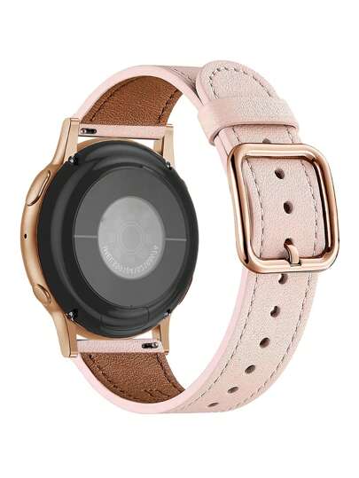1 条时尚柔软舒适粉色皮革表带，配玫瑰金方形扣，兼容三星 Galaxy Watch7/6/5/Pro/4 Active 2 40mm/45mm/46mm/42mm/44mm、手表、Watch GT2 Pro GT3 GT4，男女通用替换皮革表带 20mm/22mm，易于安装的智能手表配件
