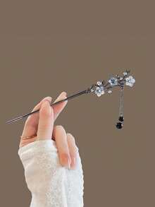 1支复古中式木质发簪，优雅发髻配饰，传统汉服发夹，新款中式发簪发饰，发髻延长器，发髻制作器，发髻发片，造型发簪，发夹，发卡，发饰，头部配饰