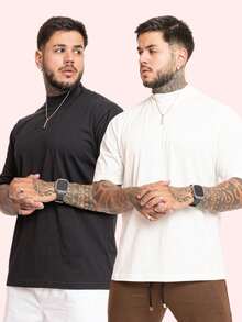 Kit 2 Oversized Premium Cotton Street Style T-Shirts - Black and White - View 1