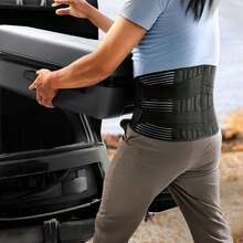 男女皆宜的背部支撑，配有透气肩带和防滑背带。腰部训练器为突出的椎间盘提供腰部支撑，适合居家和工作等户外活动中的举重训练，缓解坐骨神经痛 - 黑色 - 查看 7