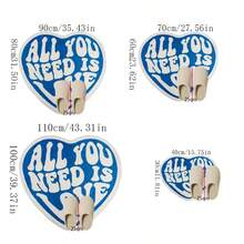 1pc All You Need Is Love Letter, Heart Shaped Plush Carpet, Soft Faux Wool Rug, Versatile Home Decor Carpet For Living Room, Bedroom, Entrance, Kitchen, Bathroom, Gaming Room, Study, Machine Washable, Thick/Fluffy, Suitable For Autumn/Winter - Blue and White - View 5