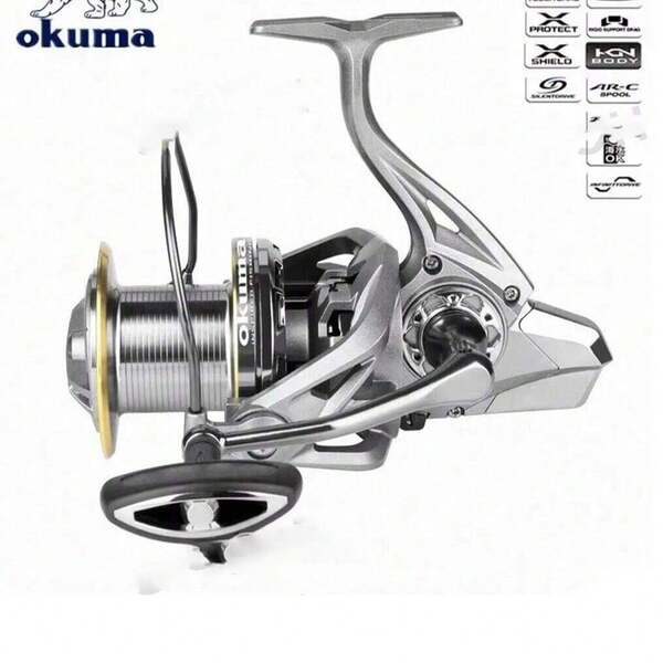 OKUMA Metallspinnrolle NGK8000-14000 4,8:1 6+1 Kugellager 25 kg Max Bremskraft Weitwurfrolle und leistungsstarke Salzwasser Surf Angelrolle
