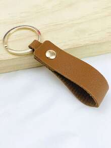 1pc Personalized Name Leather Keychain, Customized Text Music Code Design Key Ring, Minimalist Bag Charm, Car Key Accessory, Gift For Friends And Family - Multicolor - View 27