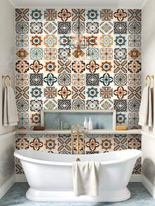 1 Roll European Style Self-Adhesive Floor Tile, Ceramic Tile Design, Waterproof Peel And Stick Square Floor Stickers For Decoration In Living Room, Kitchen, Bathroom, Bedroom, 15.76/11.84 Inch Width Options, Stickers, Wall Decal, Vinyl Decal For Home Decorations, Spring Decoration Items Refresh Your Home, Rama Decoration Stickers Gifts Birthday Graduation Floor Tiles Flooring Floor Tiles Self Adhesive Floor Tiles Peel Stick Living Room Decor Room Decor - Multicolor - View 7