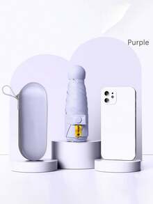 1pc Mini Portable Sun Umbrella, With Protective Cover,Uv Protection And Rain Umbrella, 6 Reinforced Ribs, Manual Open,Foldable Umbrella With Carrying Case Box & Storage Hooks, Compact And Lightweight, Windproof Design For Women And Men, Urable Construction, For School, Office, Household, Travel, Outdoor Activities & Fashion Accessory. Umbrella For Women Umbrella Rainproof Windproof