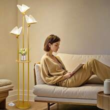 Butterfly Lamp, Gold Floor Lamp With Shelves, 3 Lights Modern Standing Lamps With Table, Acrylic Adjustable LED Butterfly Lights, On/Off Switch, Corner Tall Lamps For Living Room Girls Bedroom - Xem 3