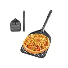 Pizzaschaufel mit breiter Auflagefläche und praktischem Lochdesign. Antihaftbeschichtung, robust und langlebig. Geeignet zum Backen von Pizza, Brot, Kuchen, Torten, Desserts usw. - Schwarz - Übersicht 9