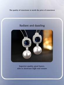 KMT 2 đôi bông tai hợp kim đồng đính đá Cubic Zirconia và ngọc trai giả, kiểu dáng hình học thanh lịch, phụ kiện thời trang cao cấp dành cho nữ, phù hợp cho tiệc tùng và các dịp lễ hội. - Ngọc trai vuông - Xem 2