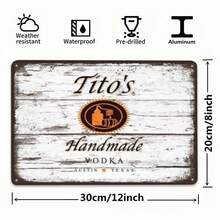Tito's Handmade Vodka Tin Sign Rustic Distressed Wood Style Men Women Wall Decor Gift Texas Liquor Apparel Tee Austin Casual Comfort Fit Metal Sign - 彩色 - 查看 5