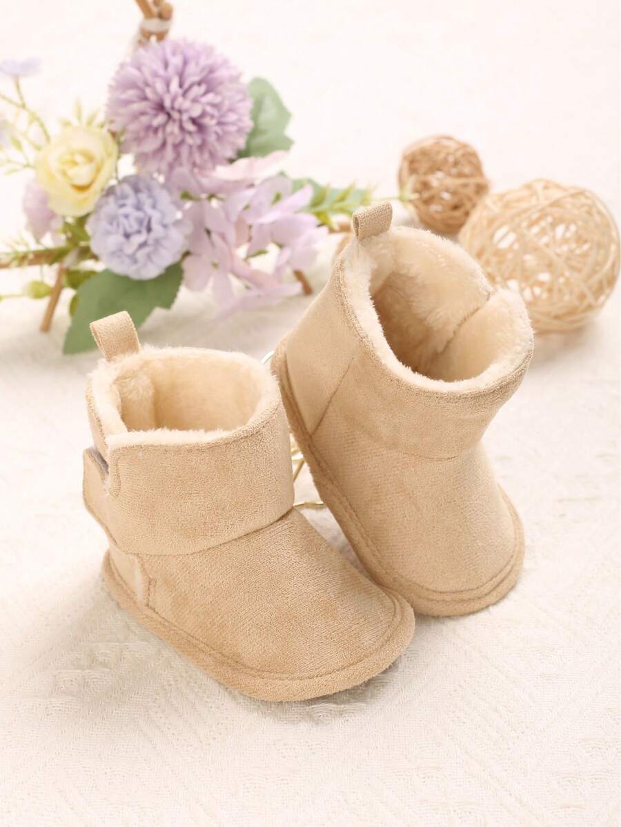 0-1 Year Old Infant Winter Boots, Solid Color, Warm & Soft Sole Infant Boots - Apricot - View 1