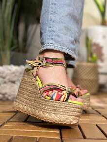 Plataforma altas, planas forrada de yutes multicolor   Guay    Nudo    Vacaciones - Multicolor - Ver 2