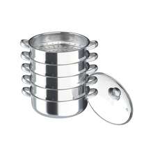 5tier Steamer Cookware Pot Stainless Steel Pot Stainless Steel Food Steamer &Lid - Silver - View 10