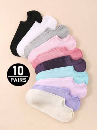 10 双女式多色网眼低帮袜，薄款浅口短袜，夏季踝袜，柔软舒适透气，适合返校、万圣节和圣诞节礼物